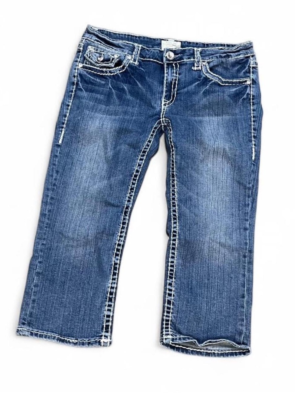 LA Idol Capri Denim Jeans in Medium Blue